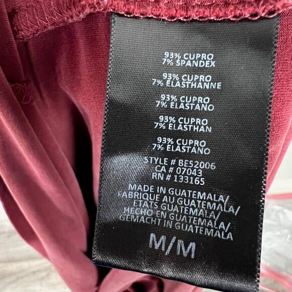 Anthropologie Eri + Ali Medium Burgundy Cupro V-Neck Maxi Short Sleeve Dress - Picture 6 of 7